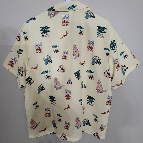 Adidas Originals Enjoy Summer Button Down Yellow Shirt Mens Large - Picture 5 of 8